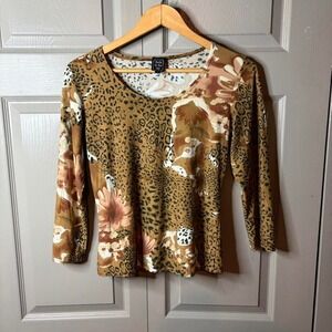 Y2K leopard print long sleeve  Size S suzy in the city fairy festival
